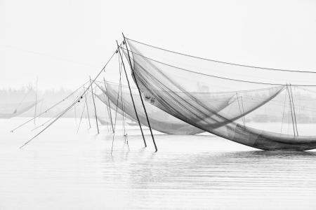 Square fishing nets, Thu Bon River, Vietnam