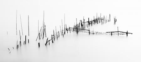 Oyster beds at sunset, Halong Bay,  Vietnam 