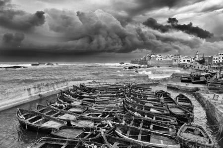 Boats moored up in Essaouira, Mogador, Morocco