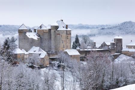 Curemonte in the snow, Correze, France