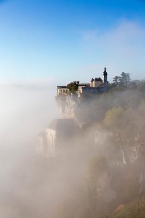 Rocamadour in the morning mist, Lot, France