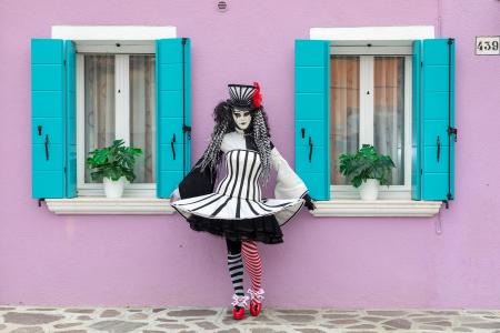 Black and white lady on Burano