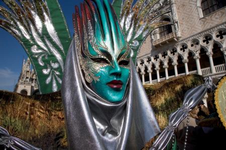  Elaborate costume in St. Marks square, Venice Carnival