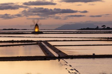 Salt pan at sunset, Marsala, Sicily