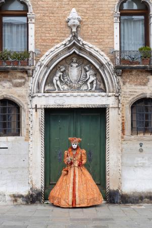 Orange lady in the doorway