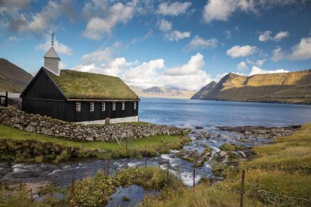 Turf covered church